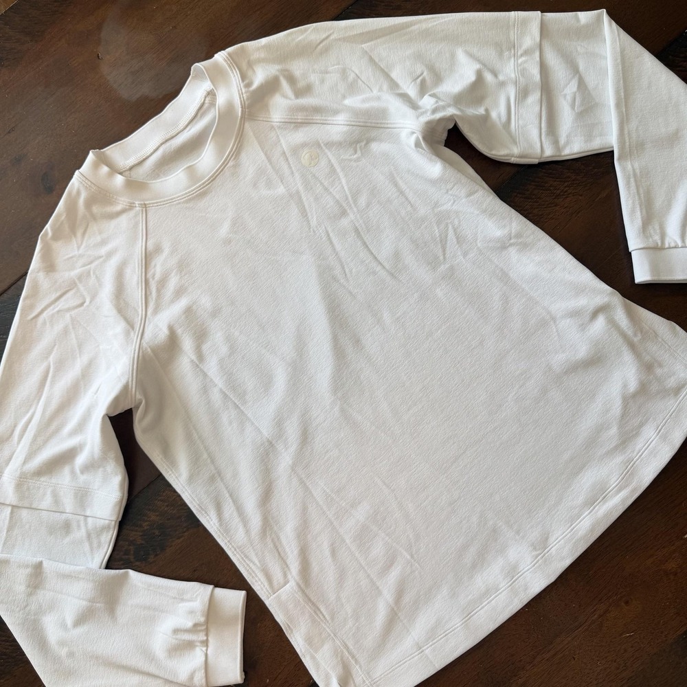 Lululemon Shirt Womens Medium White Long Sleeve Crewneck Layered Yoga Tee